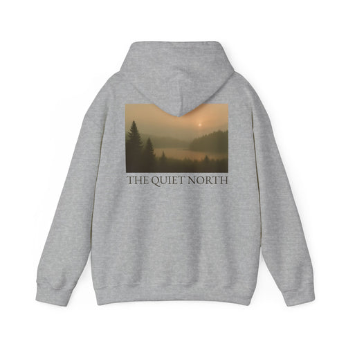 The Quiet North – “Dusk Forest” Back-Print Hoodie (Heather Grey)